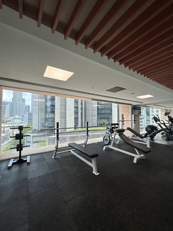 Gym with skyline view