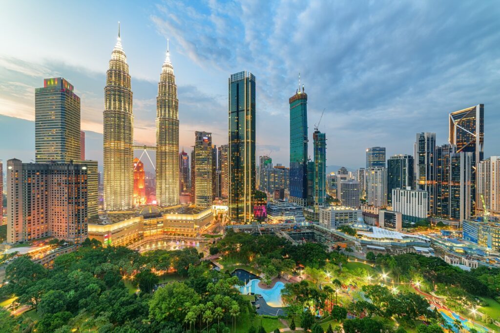 Kuala Lumpur city skyline at dusk